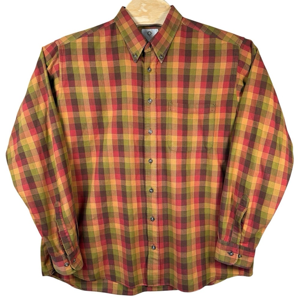 Vintage Viyella Long Sleeve Button‎ Down Shirt Men XL Multicolor Plaid Flannel